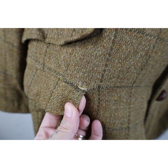 Vintage 70s Streetwear Mens 42L Wool Tweed Suit Coat Blazer Jacket Beige Plaid - Picture 4 of 16